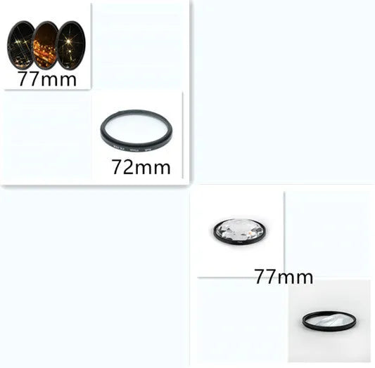 77mm Half Moon Mirror split focus camera filter with cleaning cloth and storage bag