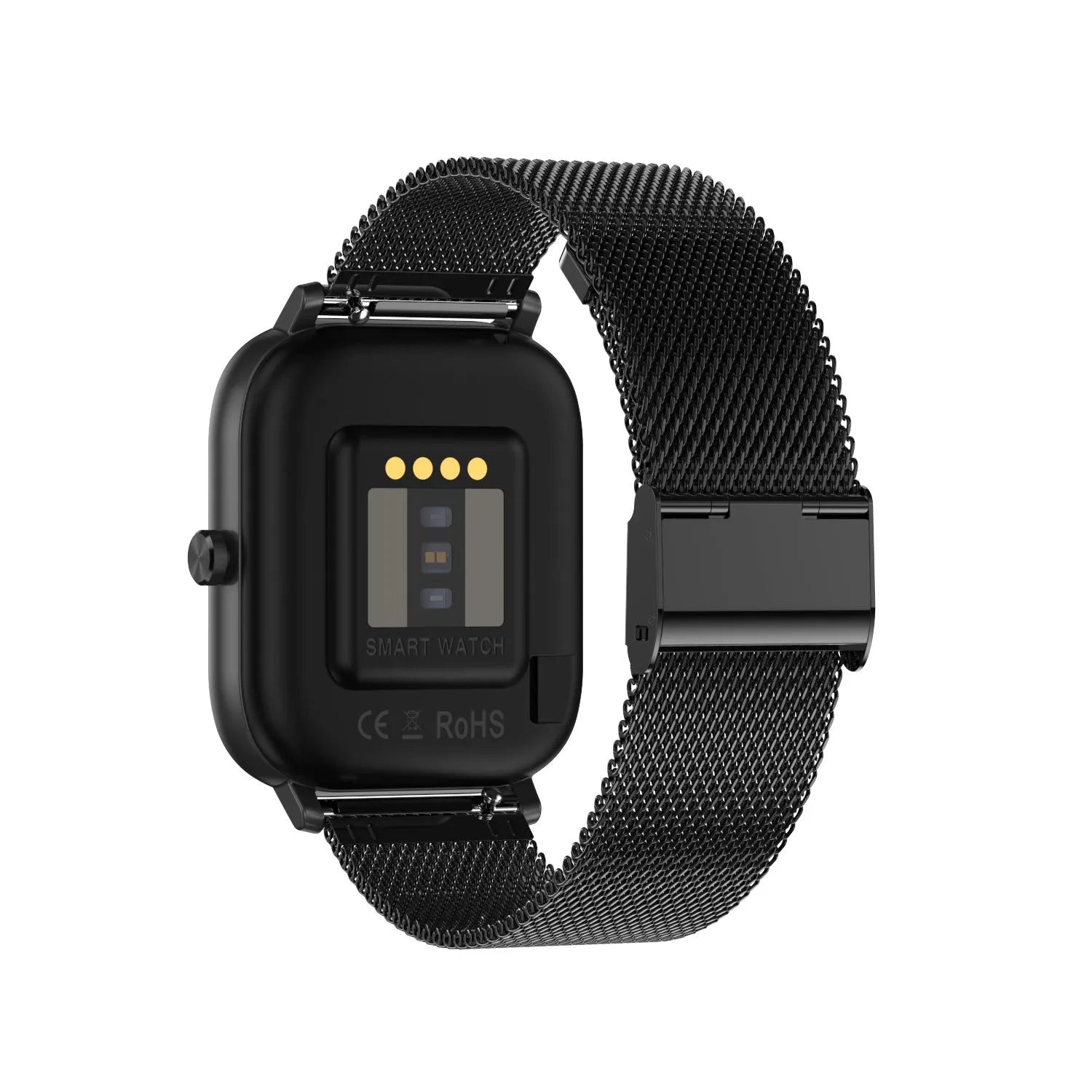 Smart bracelet with touchscreen displaying health metrics on wrist with silicone strap option