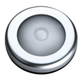 Silver square wireless motion sensor night light for automatic bedside or hallway lighting.