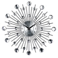 Silver 33cm round mute wall clock with aluminium dial and metal frame