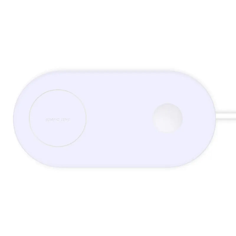 White dual-charge wireless fast charger for two mobile phones