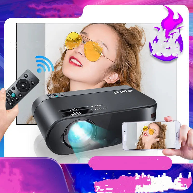 Portable Android projector with WiFi connectivity and 8K Blu-ray lens for mobile same-screen projection