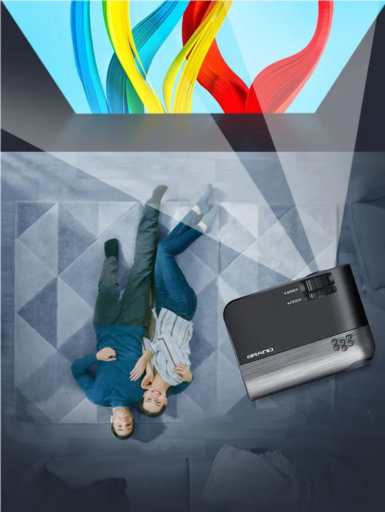 Portable Android projector with WiFi connectivity and 8K Blu-ray lens for mobile same-screen projection