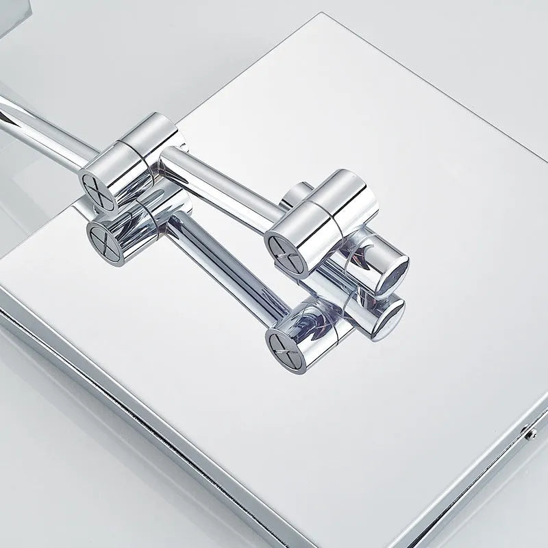 8.5 inch stainless steel folding bathroom mirror lamp with silver mirror lens