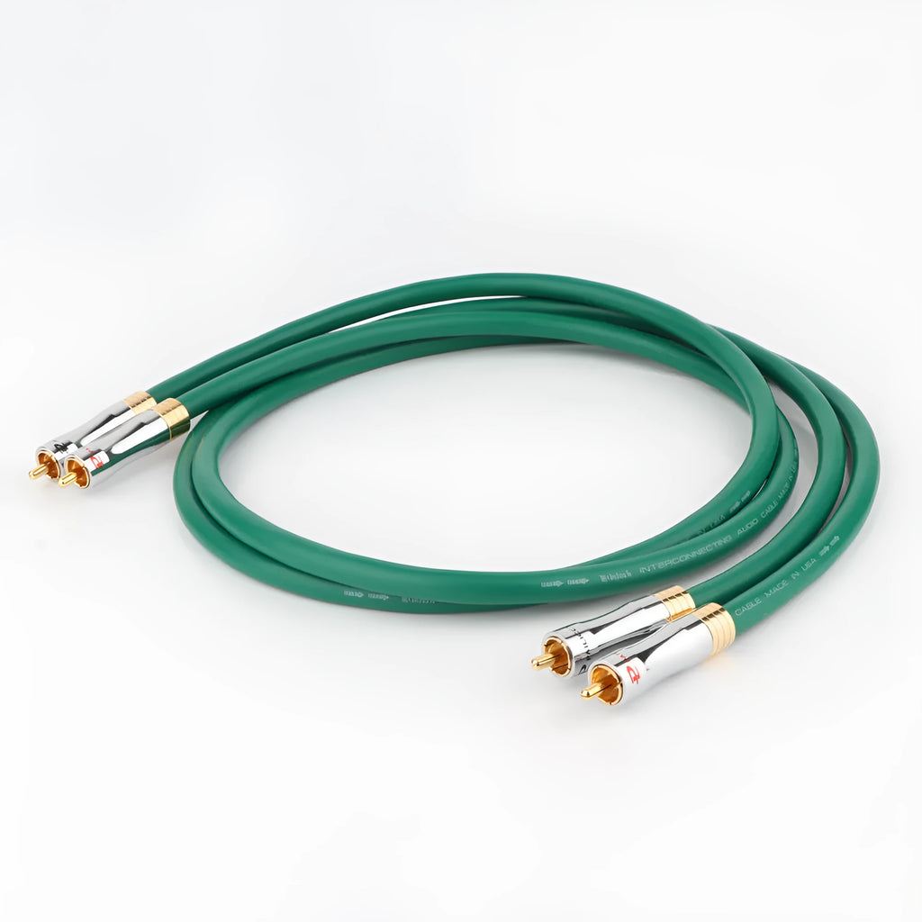 Audiophile-grade 4-core copper RCA audio cable with silver-plated Budweiser connectors