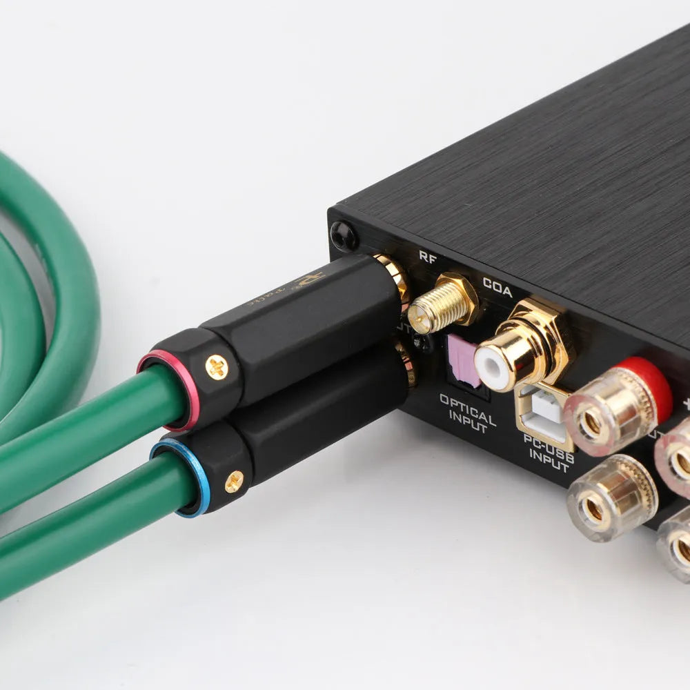 Audiophile-grade 4-core copper RCA audio cable with silver-plated Budweiser connectors