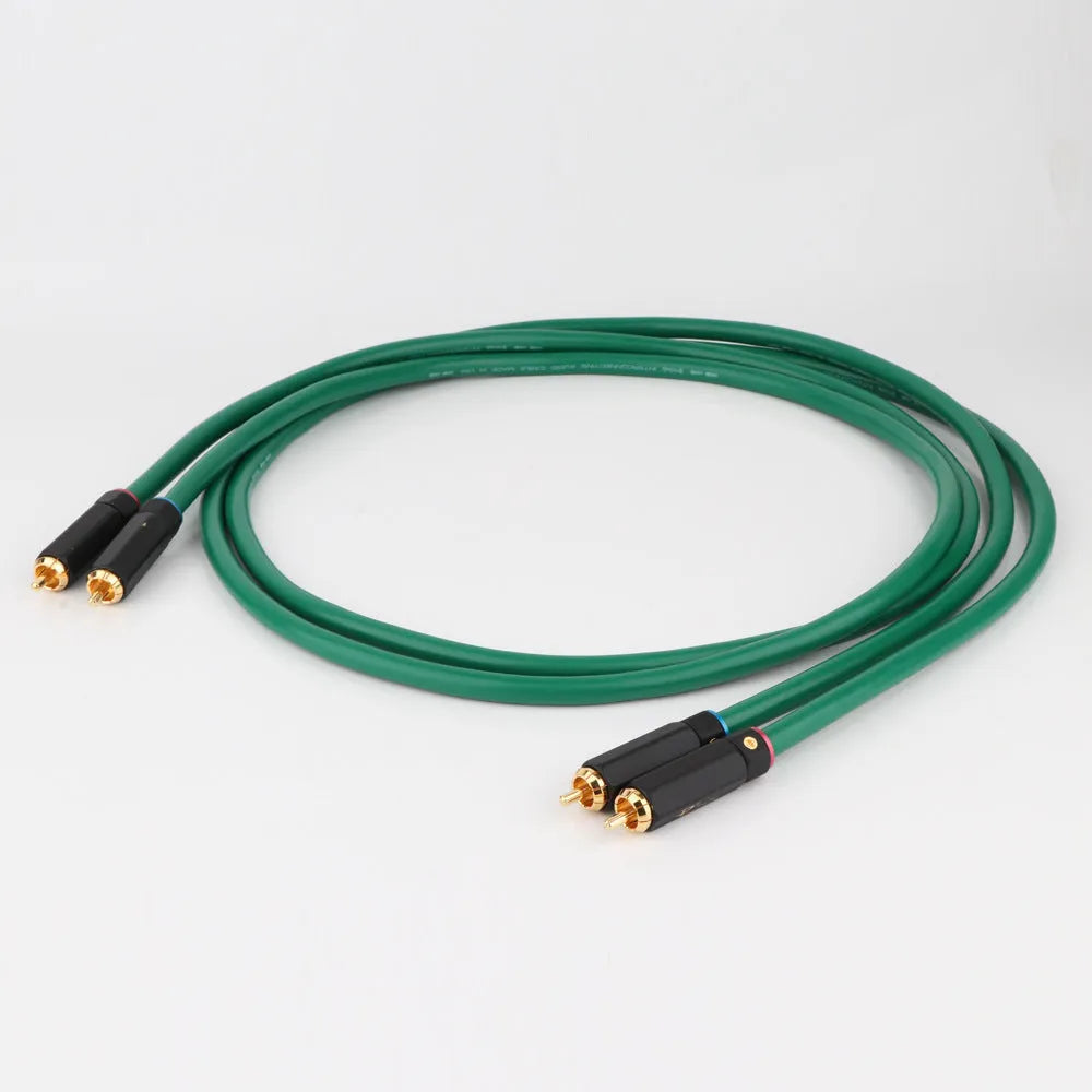 Audiophile-grade 4-core copper RCA audio cable with silver-plated Budweiser connectors