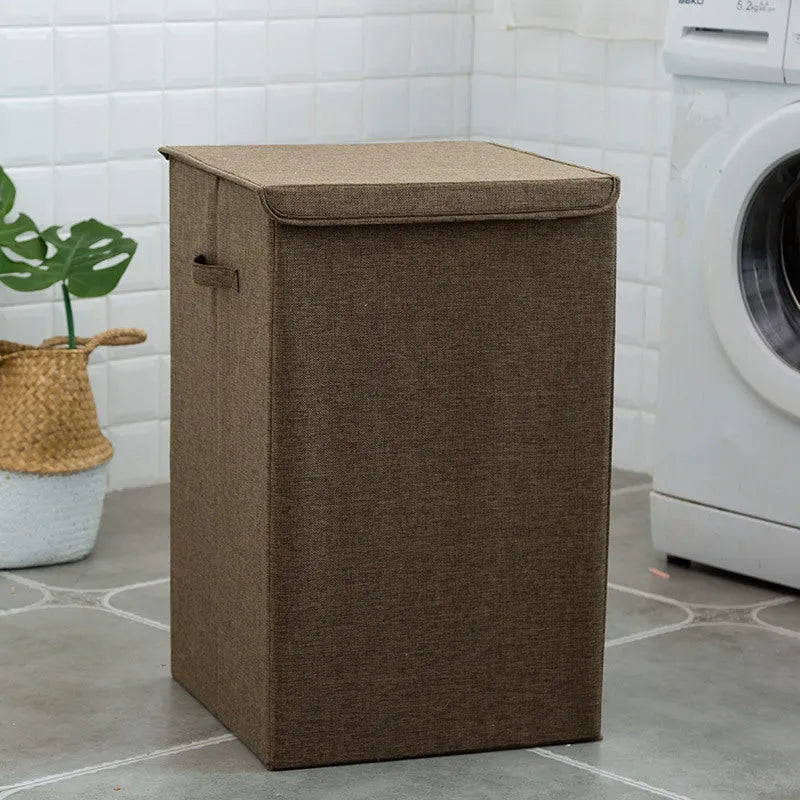 Washable cotton linen clothes sorting box in bathroom with two size options