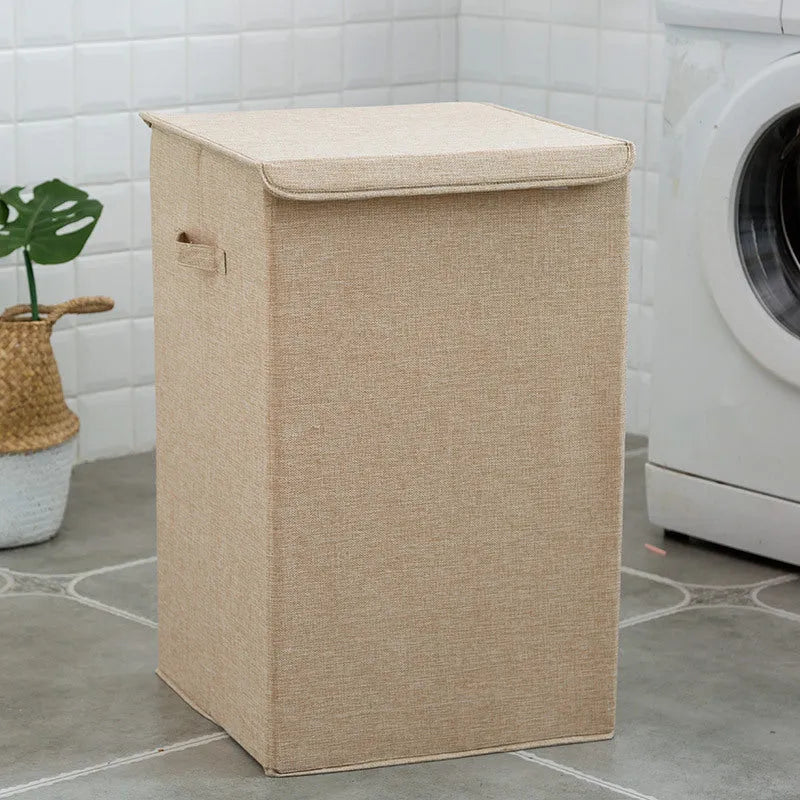 Washable cotton linen clothes sorting box in bathroom with two size options