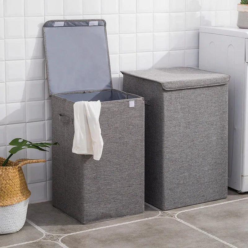 Washable cotton linen clothes sorting box in bathroom with two size options