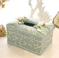 Ceramic jewelry and tissue storage box in bright apricot, green or pink colour options