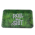 Green 18cm tinplate cigarette tray with small letter maple leaf design