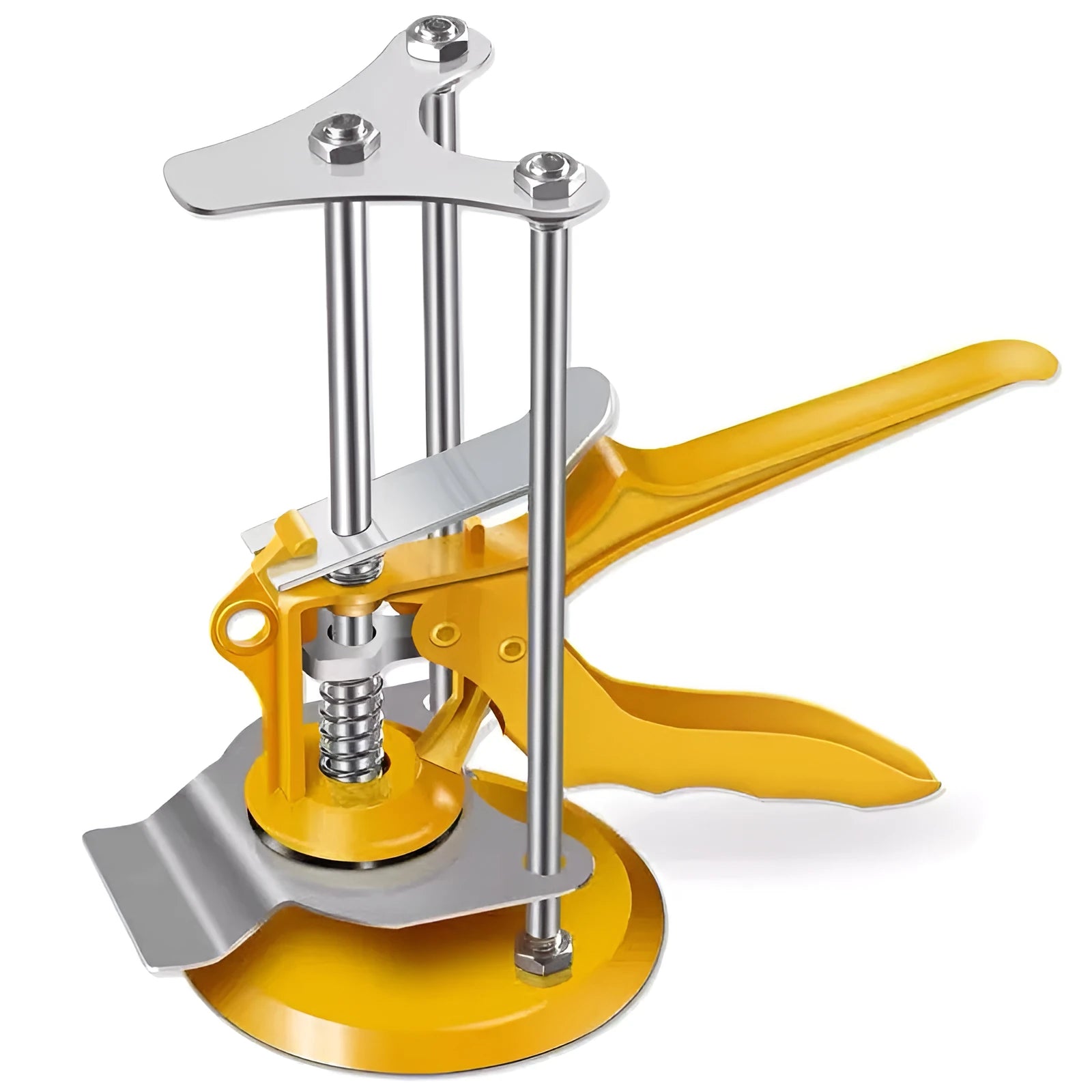 Metal alloy tile raising locator with adjustable height for concrete tile installation
