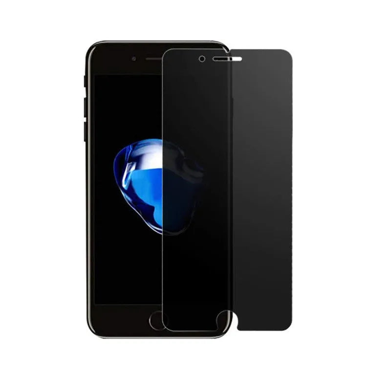 iPhone privacy screen protector, tempered glass full screen anti-peeping film shown on a mobile phone.