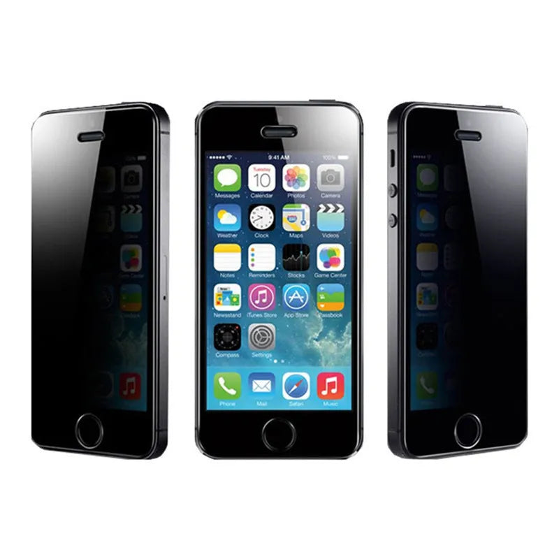 iPhone privacy screen protector, tempered glass full screen anti-peeping film shown on a mobile phone.