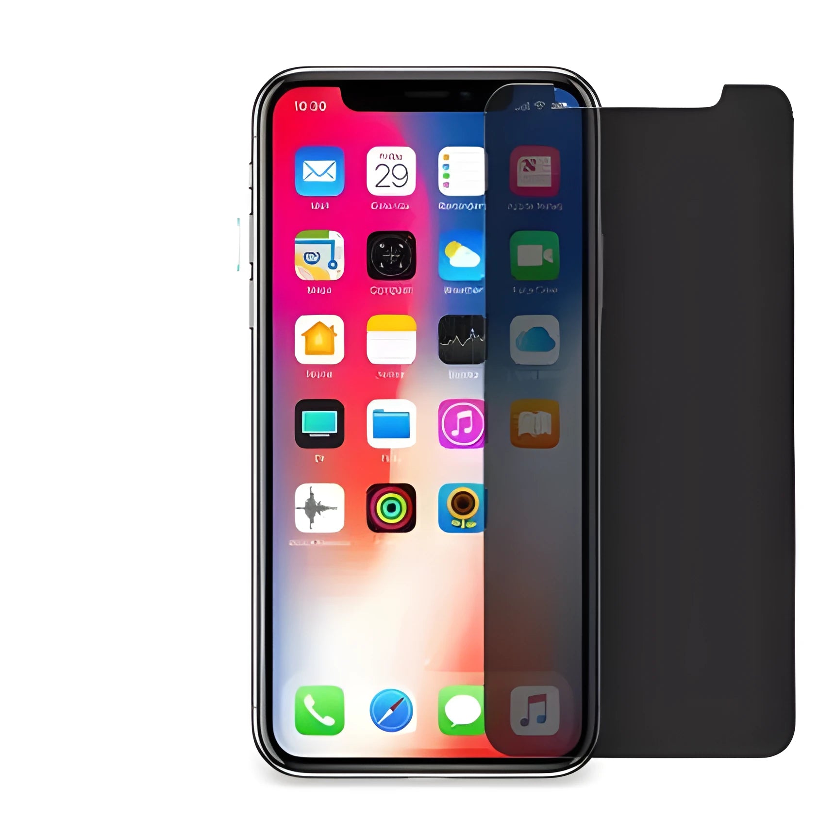 iPhone privacy screen protector, tempered glass full screen anti-peeping film shown on a mobile phone.