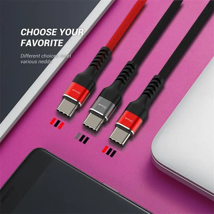 QGeeM USB A to Type-C charging and data cable for Android phones in black and red