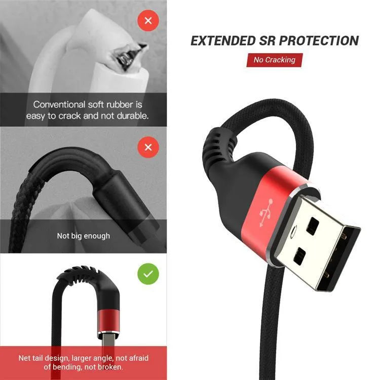 QGeeM USB A to Type-C charging and data cable for Android phones in black and red