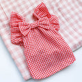 Casual red check bowknot pet clothes baby shirt for small dogs and cats in red colour