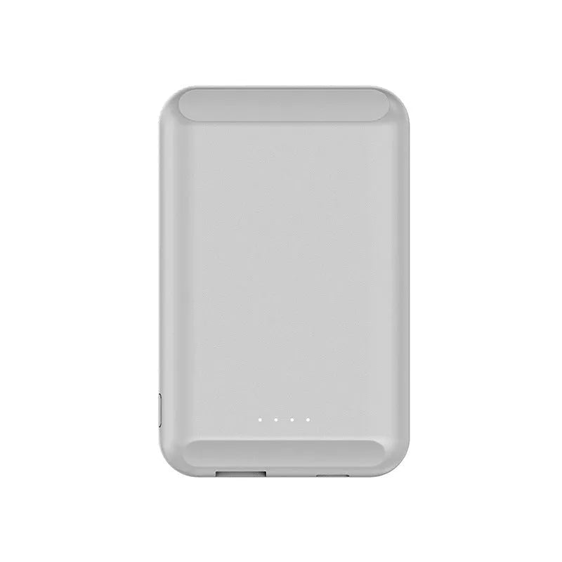 Magnetic wireless power bank in five colour options showing magnetising connection