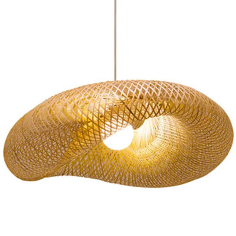 40cm diameter bamboo shell-shaped chandelier for Chinese Zen tea room lighting