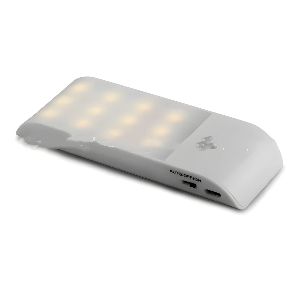 Rechargeable infrared sensor night light with 12 LEDs and PVC shade for corridors and cabinets