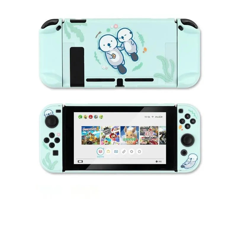 Sea Otter silicone and PC hard protective shell case for Nintendo Switch and Switch Lite controllers.