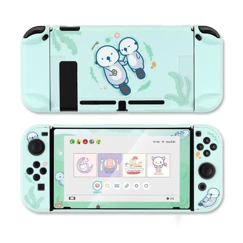 Sea Otter silicone and PC hard protective shell case for Nintendo Switch and Switch Lite controllers.