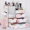 Wooden cosmetic storage box with drawer compartments for jewellery and makeup organisation