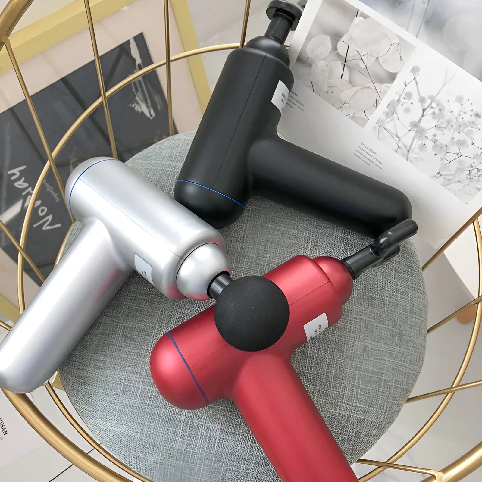 God fascia gun muscle massager in black colour with USB charging port