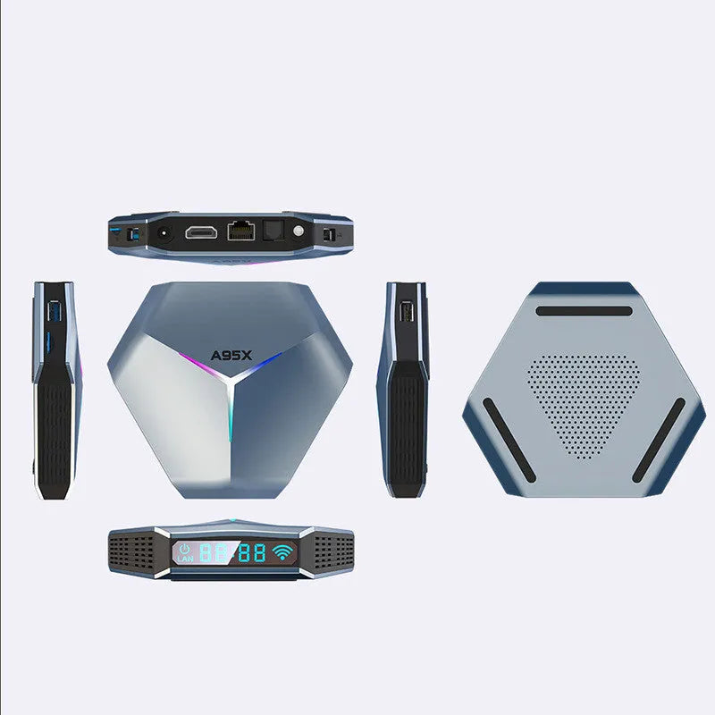 8K TV set-top box network player with HDMI port and dual-band WiFi connectivity