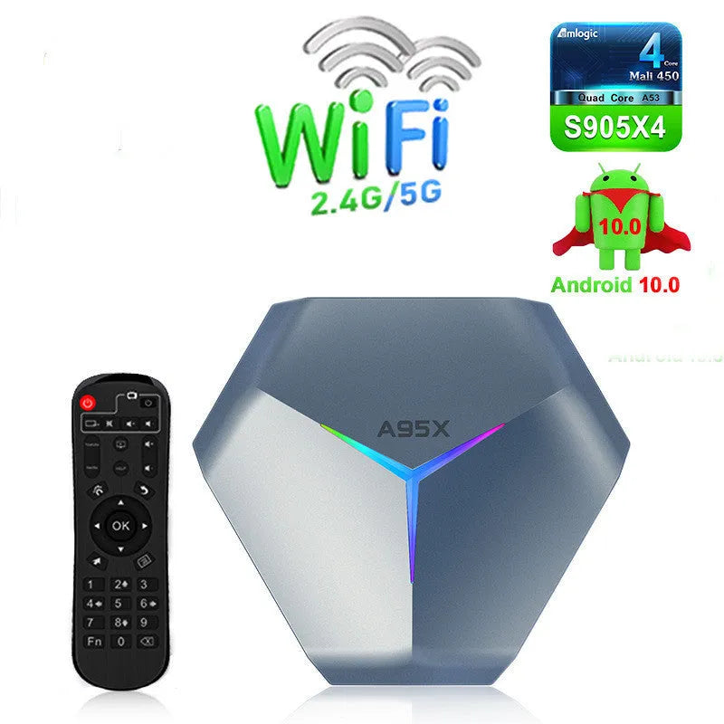 8K TV set-top box network player with HDMI port and dual-band WiFi connectivity
