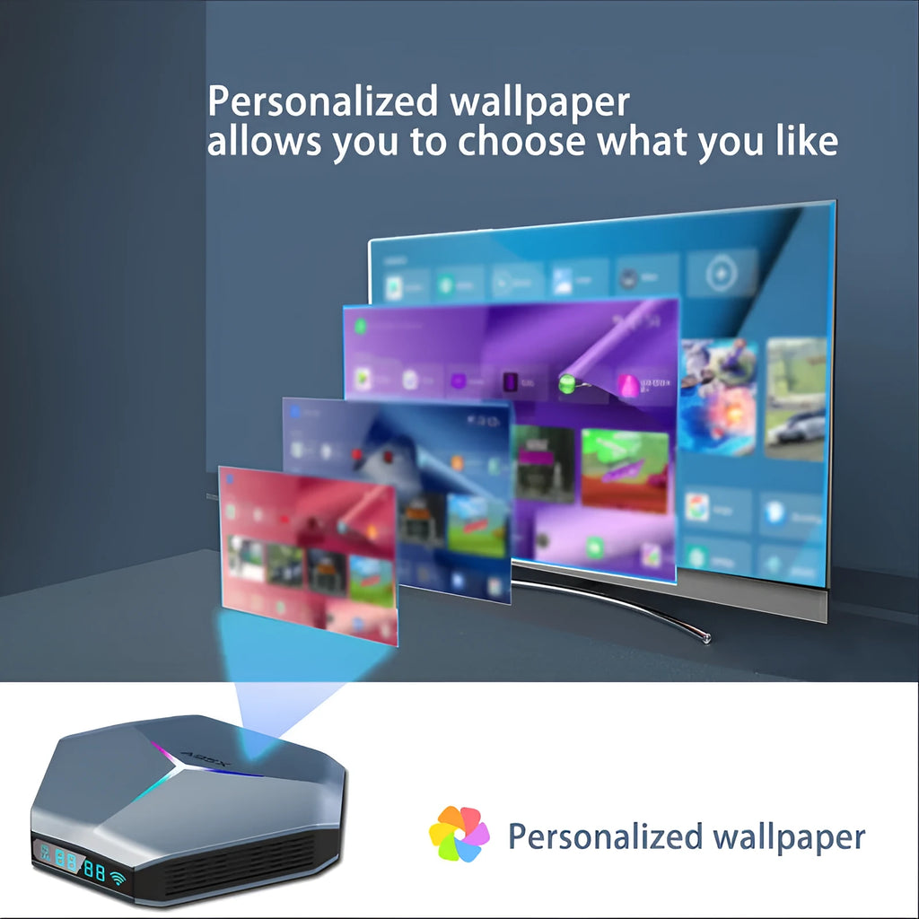8K TV set-top box network player with HDMI port and dual-band WiFi connectivity