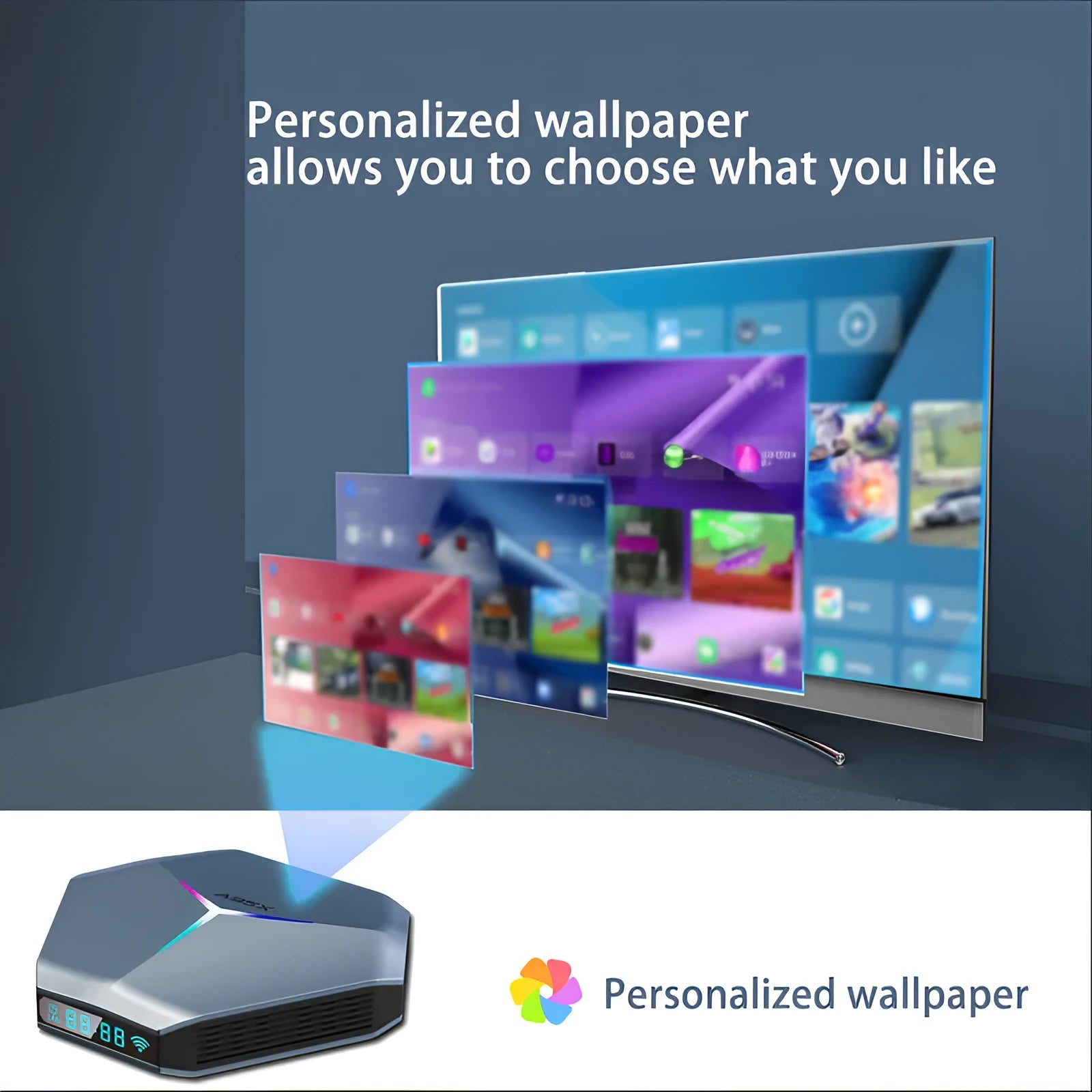 8K TV set-top box network player with HDMI port and dual-band WiFi connectivity