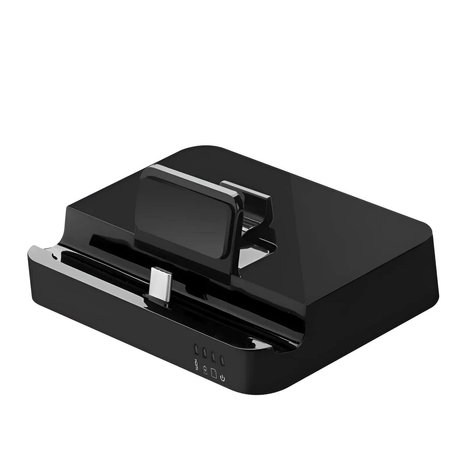 Black mobile phone dock converter with aluminium base for HD video output and 5Gbps data transfer