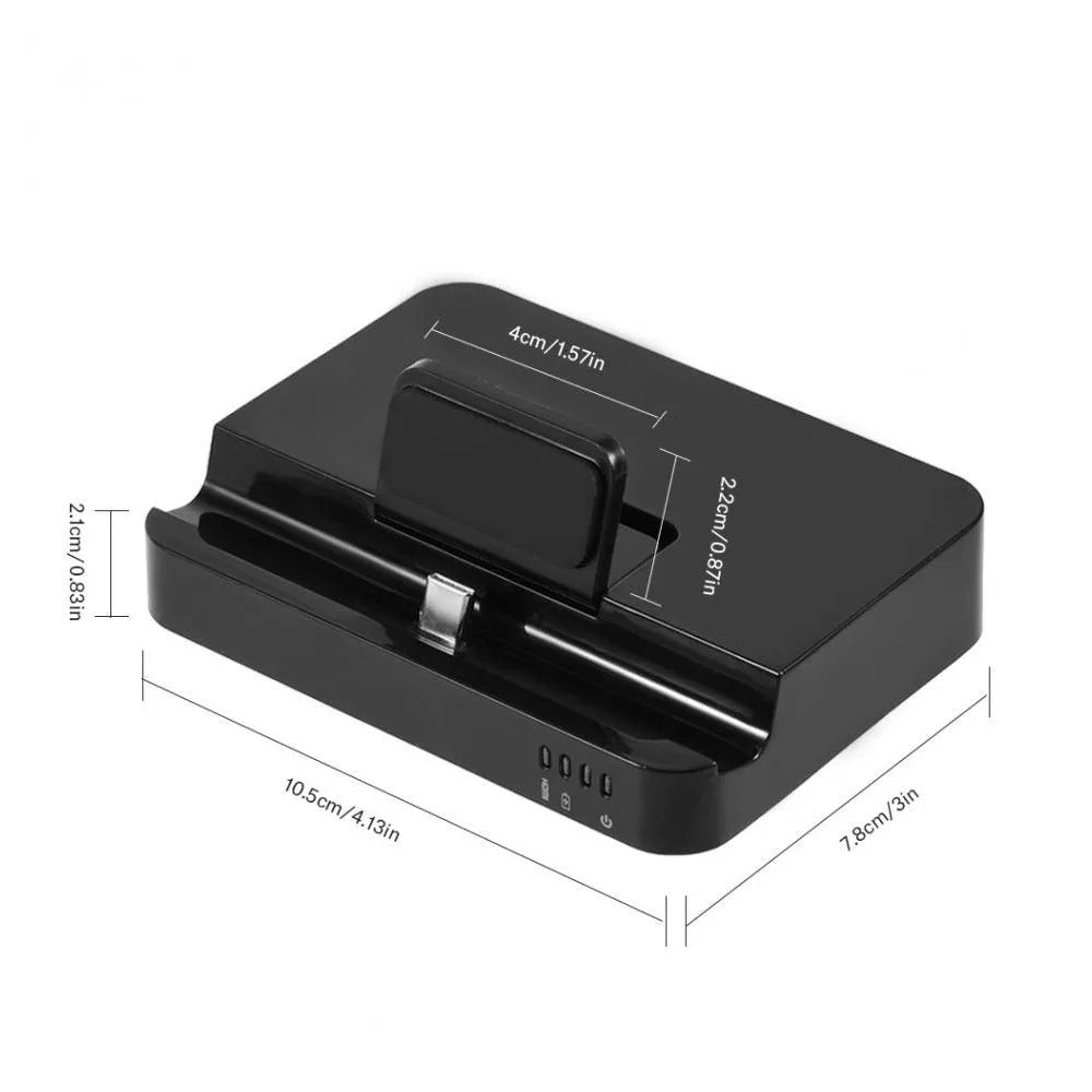 Black mobile phone dock converter with aluminium base for HD video output and 5Gbps data transfer