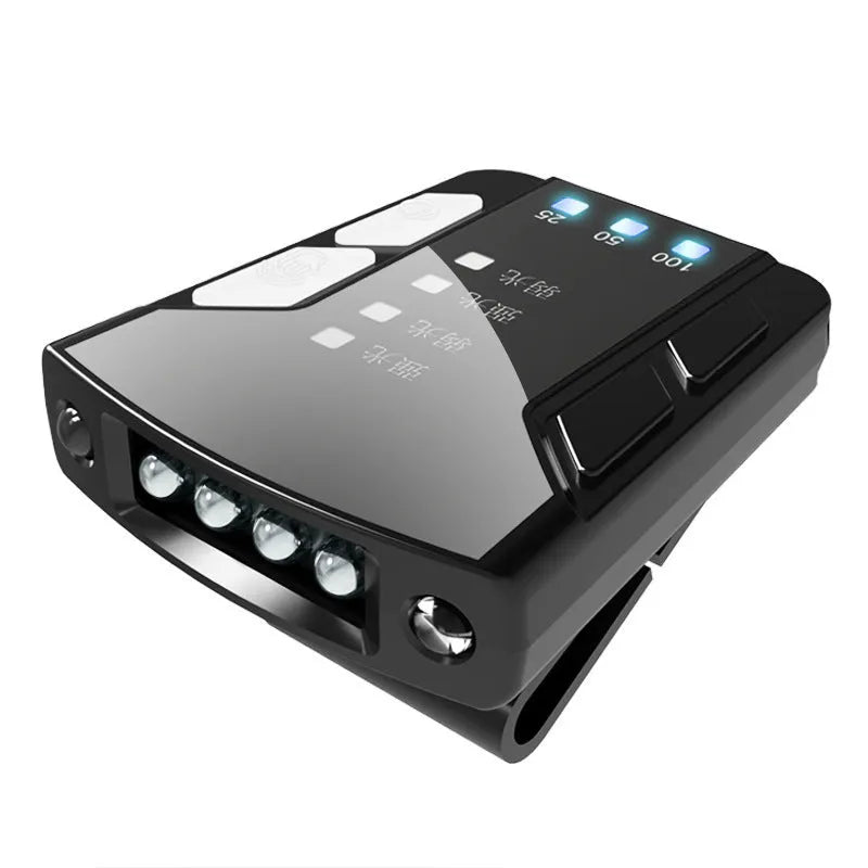 USB rechargeable fishing headlight with power indicator clip cap light in ABS material with 360 degree rotation