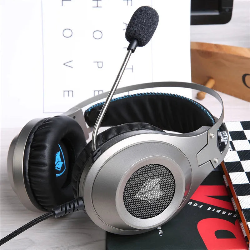 Black wired USB headset for PC computers with microphone and head-mounted design.