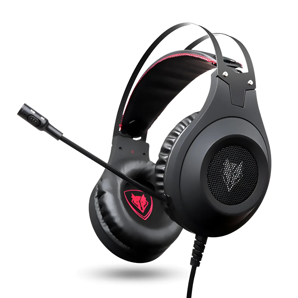 Black wired USB headset for PC computers with microphone and head-mounted design.