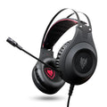 Black wired USB headset for PC computers with microphone and head-mounted design.