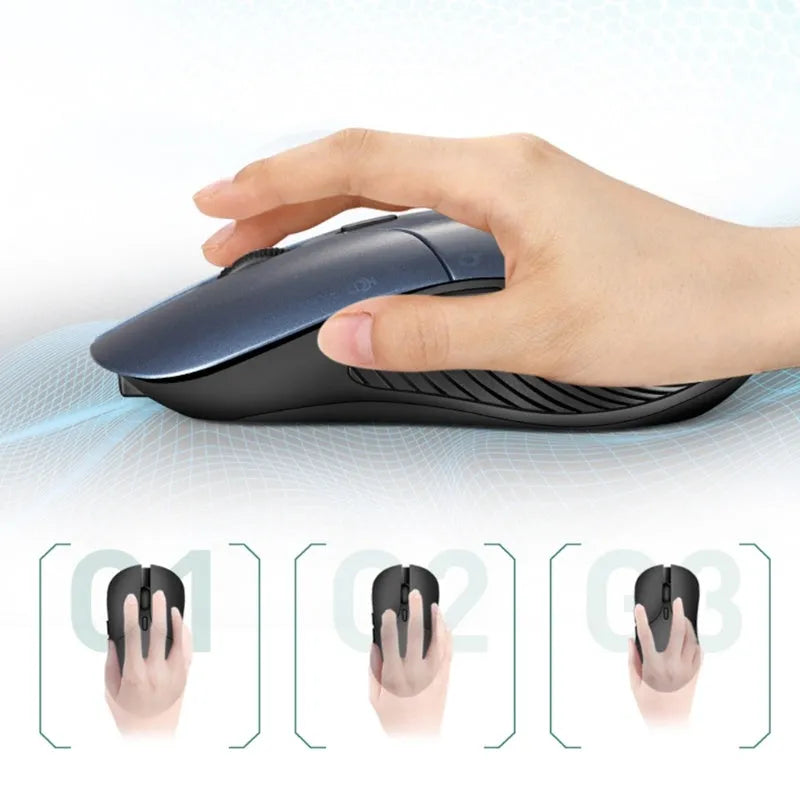 Blue smart voice mouse with 2.4G wireless connection and voice translation function on desktop