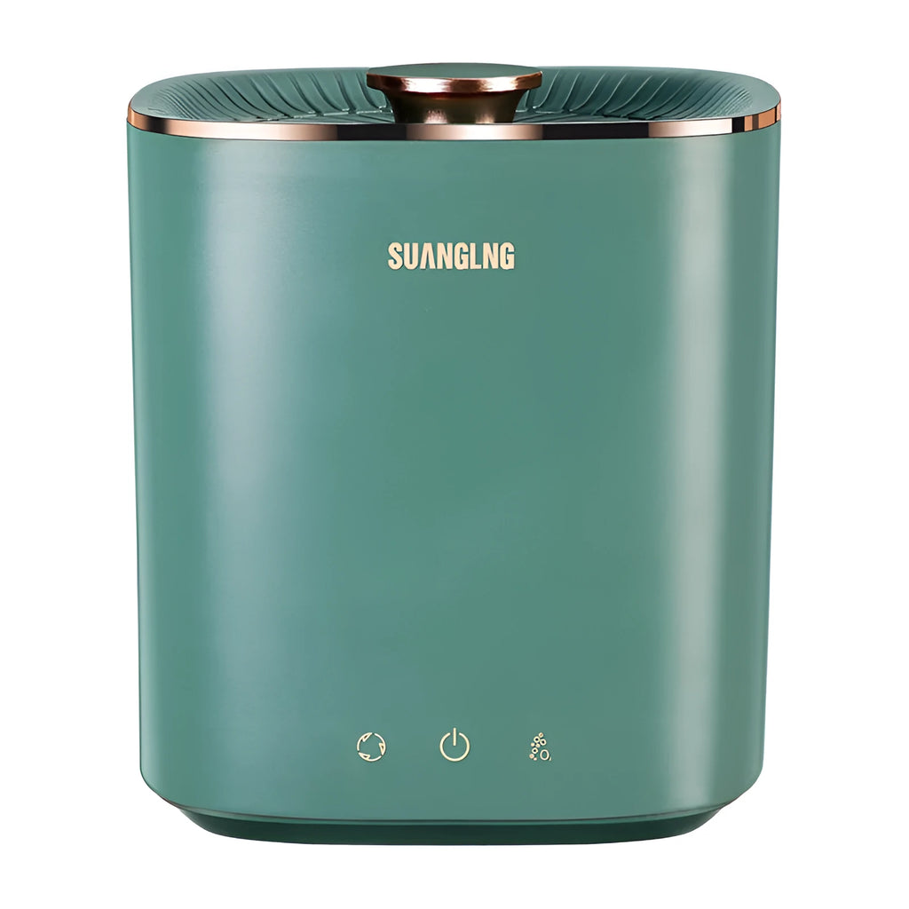 Green or white portable mini washing machine with digital controls for dormitory and travel laundry.