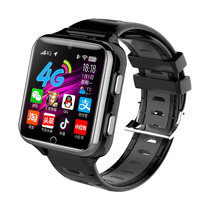 Children's Android smart watch with 1.54 inch screen and 500W camera in black, blue, or pink silicone wristband