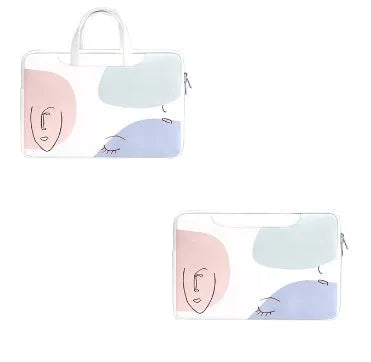 Blue waterproof PU leather laptop bag for a 15.6 inch notebook with a soft handle and zipper.
