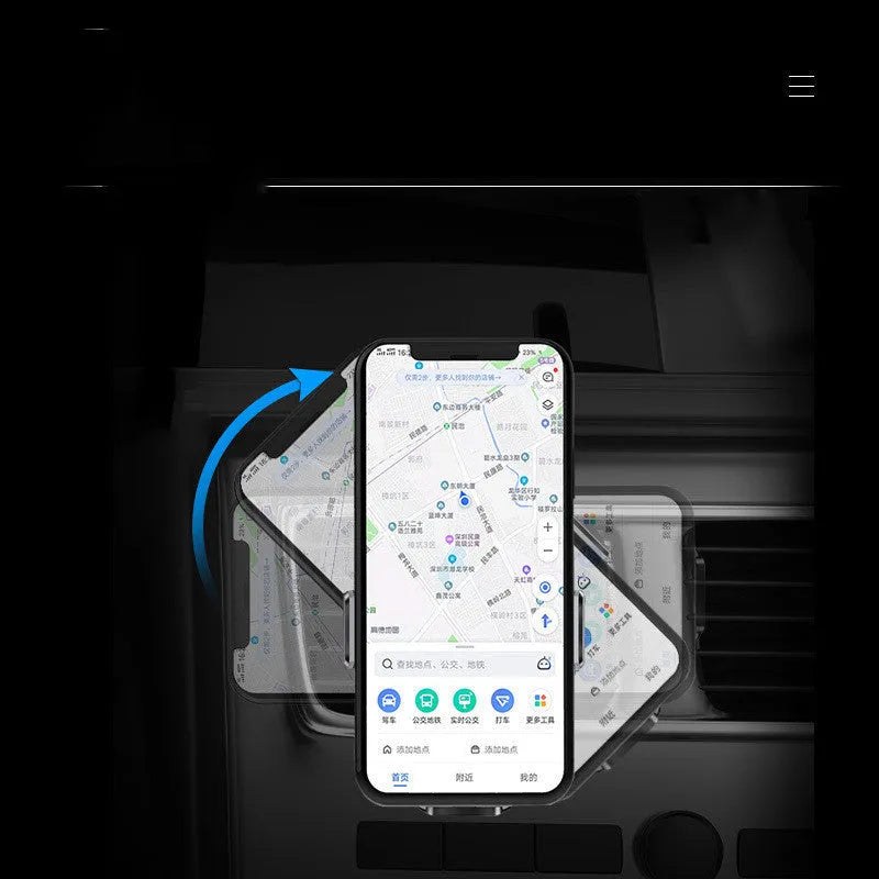 Car wireless charging mobile phone holder Magic Clip A7 in black frame on dashboard