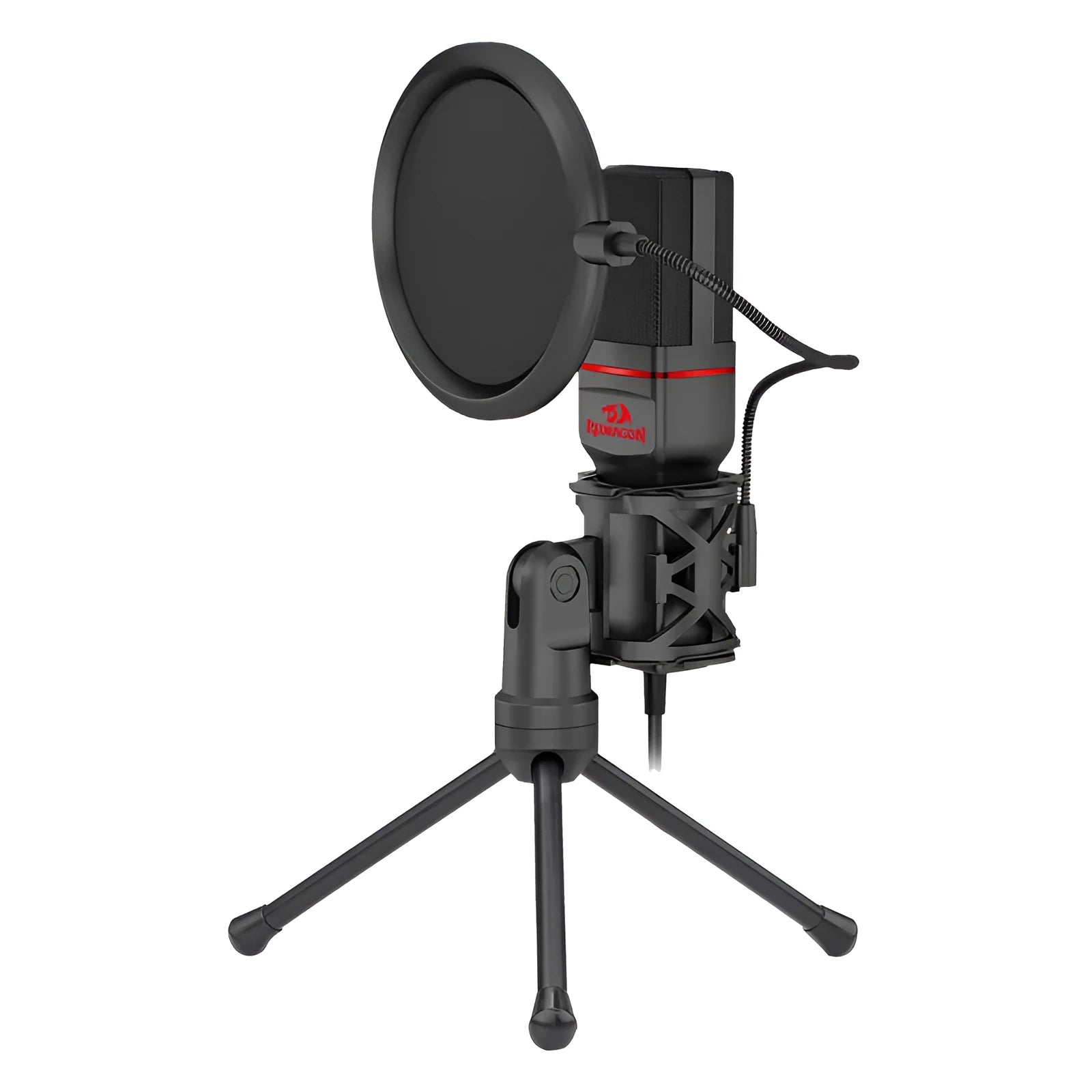 Black wired broadcast microphone with USB cable for live streaming and karaoke.