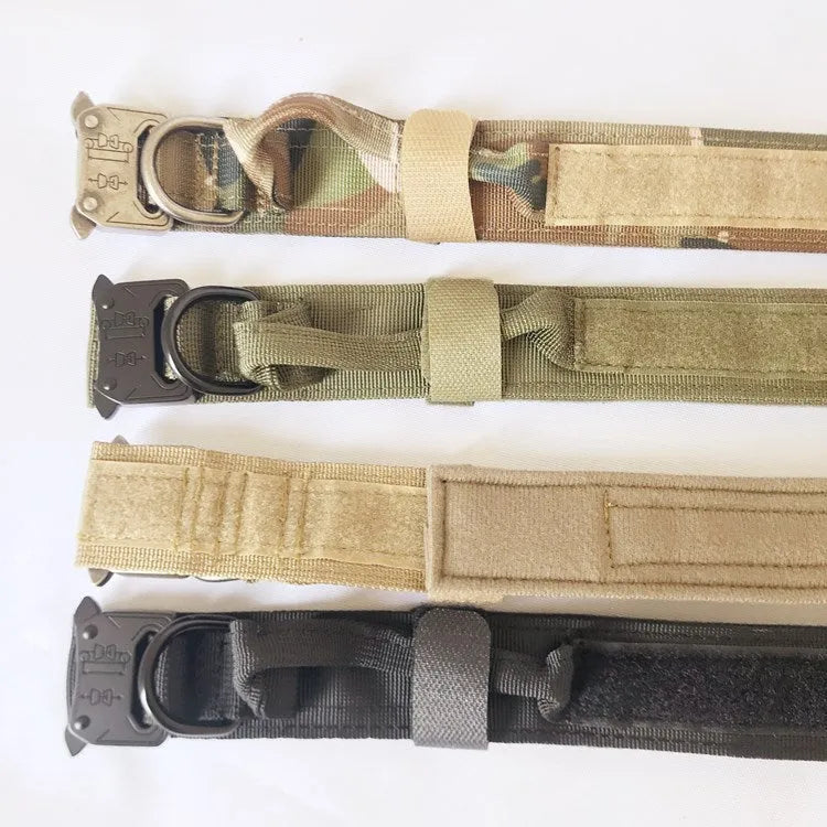 Nylon dog collar for large and medium dogs in khaki, adjustable 36-59cm