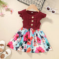 Sleeveless toddler girls summer dress on hanger, shown in available colours.