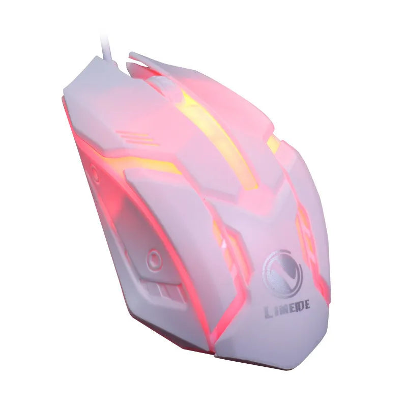 Wired USB gaming mouse with luminous glow effect in black and white colour options