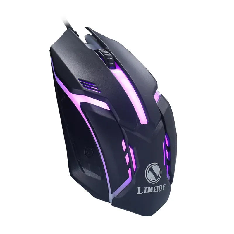 Wired USB gaming mouse with luminous glow effect in black and white colour options